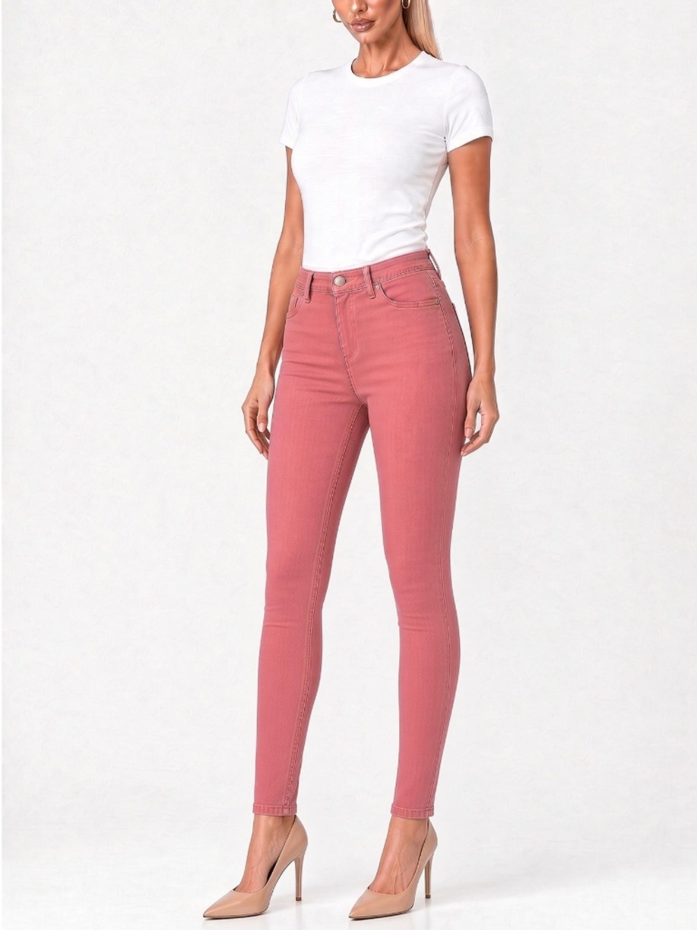 TALL GIRLS ALERT!! DG2 Diane Gilman High Rise Stretch Skinny Jeans Coral 10T NWT